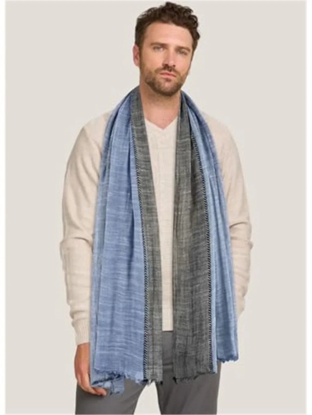 Men's Long Neck Wrap Shawl Urbanstyle Scarf Color Block Summer Scarf
